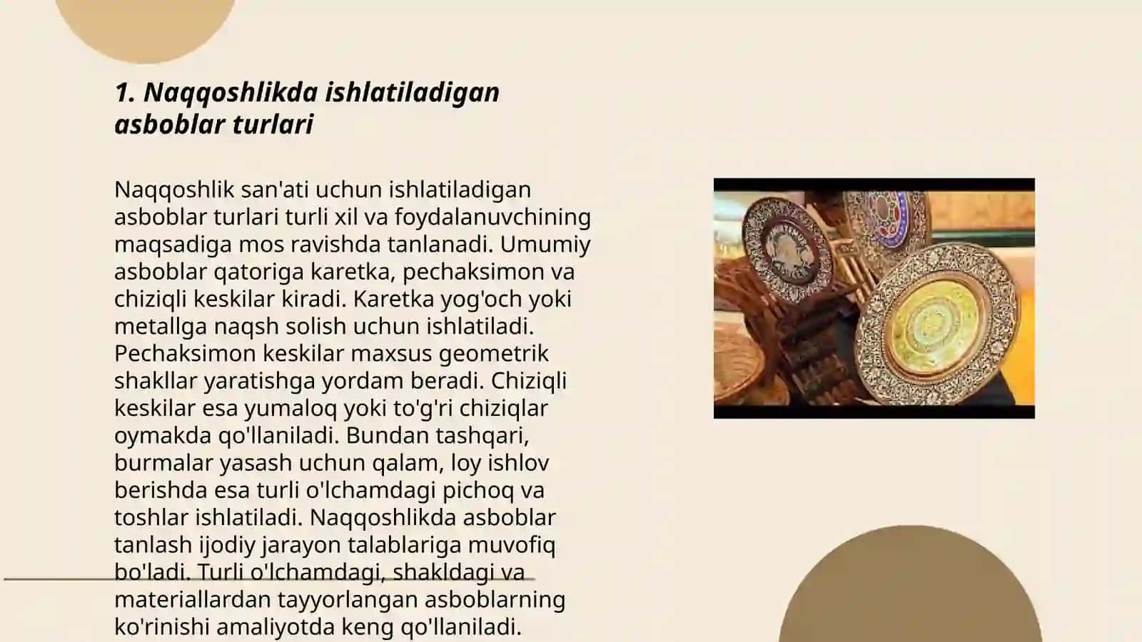 Naqqoshlikda ishlatiladigan o'lchov asboblarini o'rganish 3