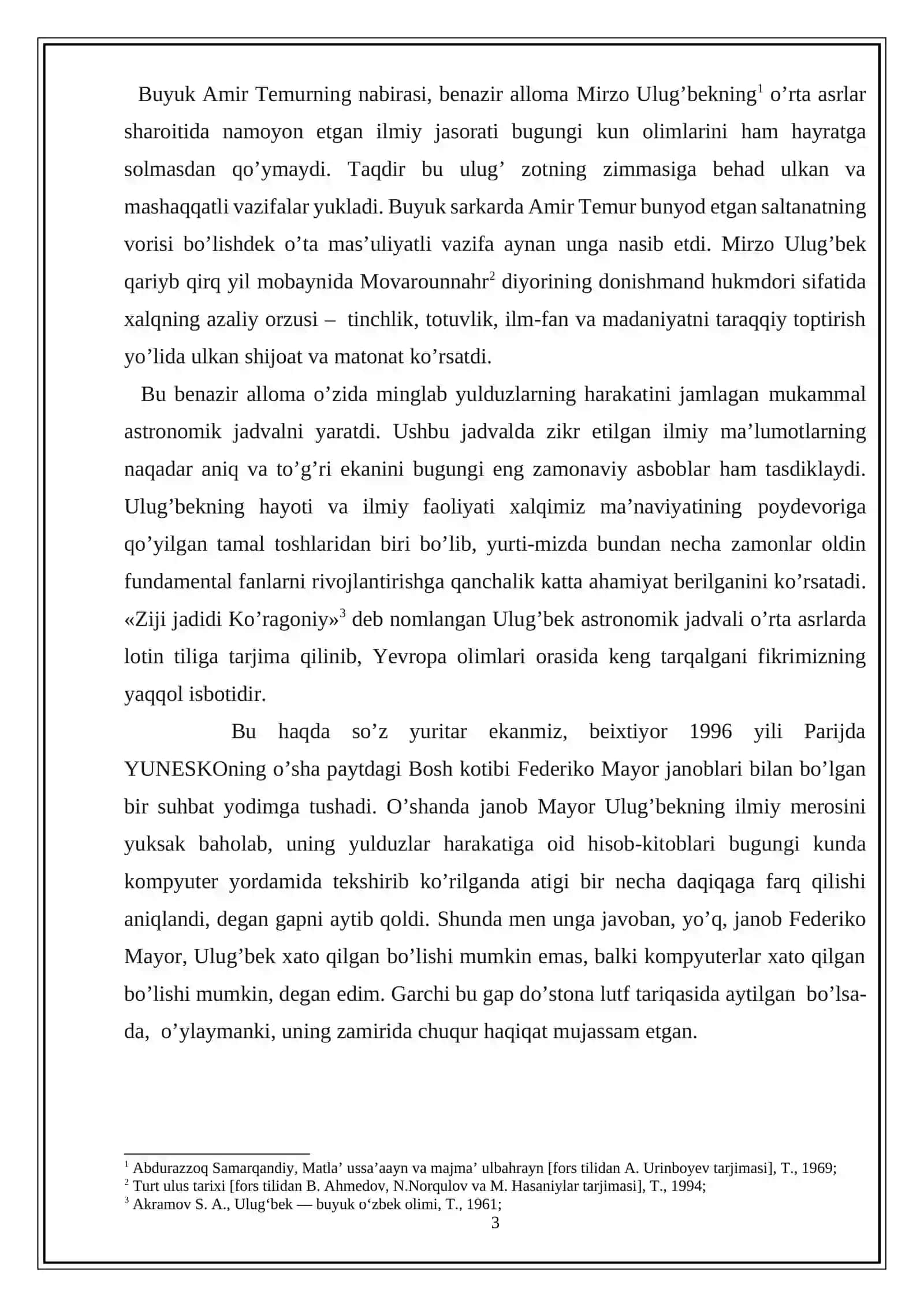 “MIRZO ULUG’BEK BUYUK ALLOMA VA DAVLAT ARBOBI” MAVZUSIDAGI KURS ISHI 3