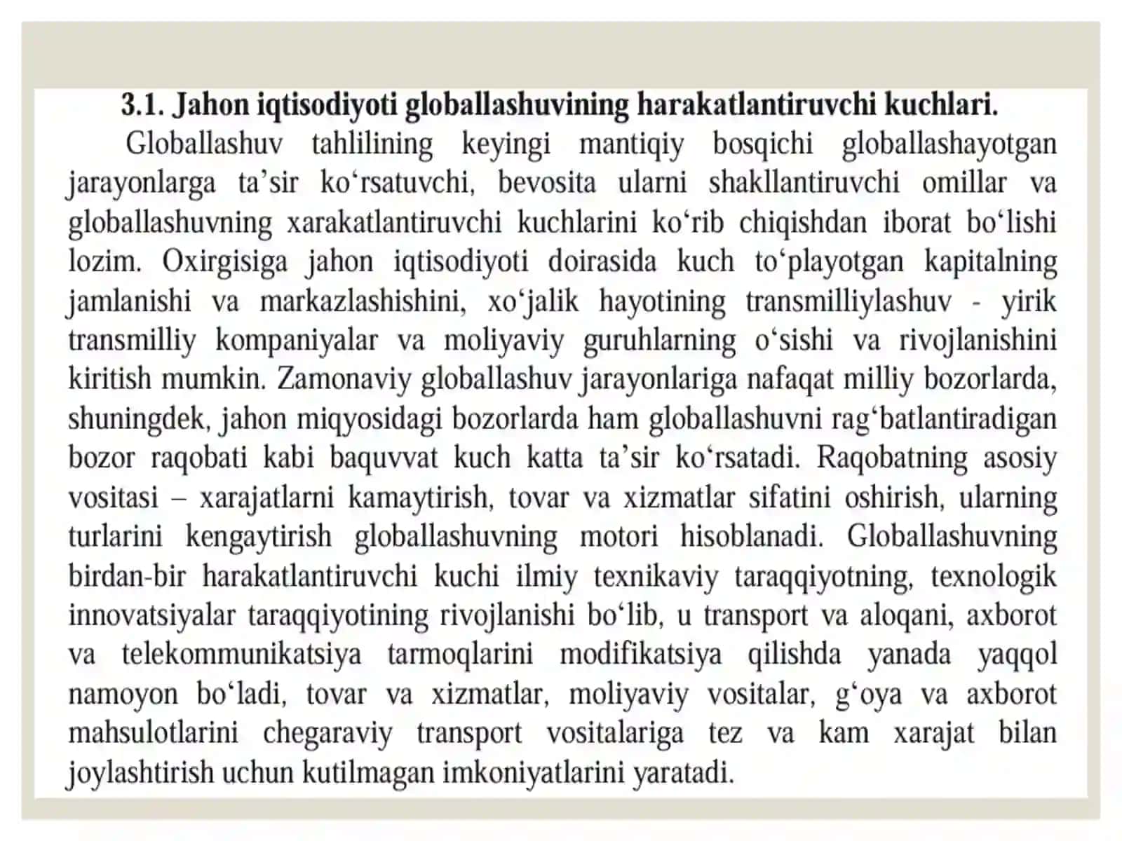 GLOBAL IQTISODIYRIVOJLANISH.3-mavzu 3