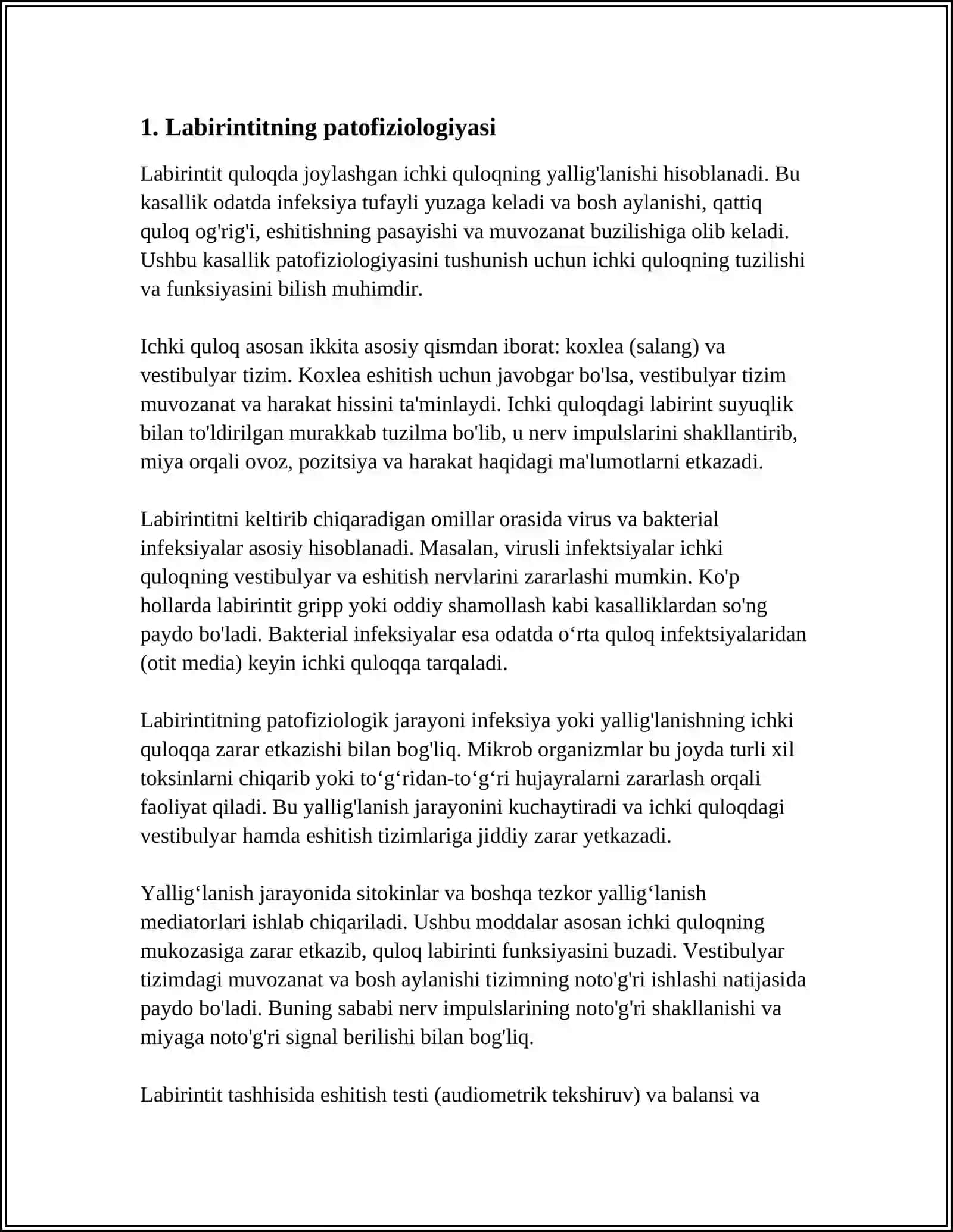 LABIRINTIT KILINIKASI (ICHKI QULOQNING YALIGLANISHI) 3