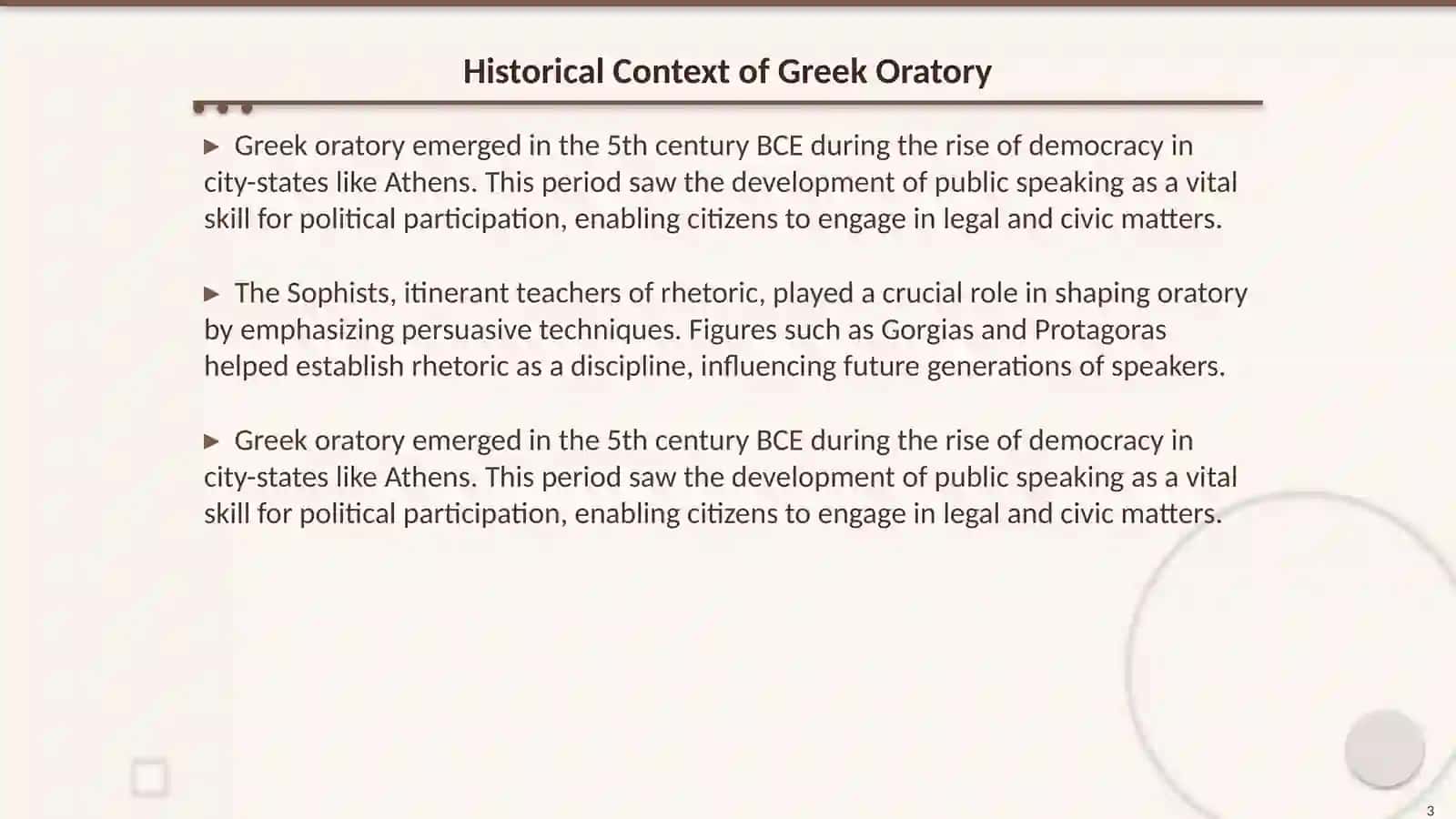 Distinctive features of ancient Greek orators 3