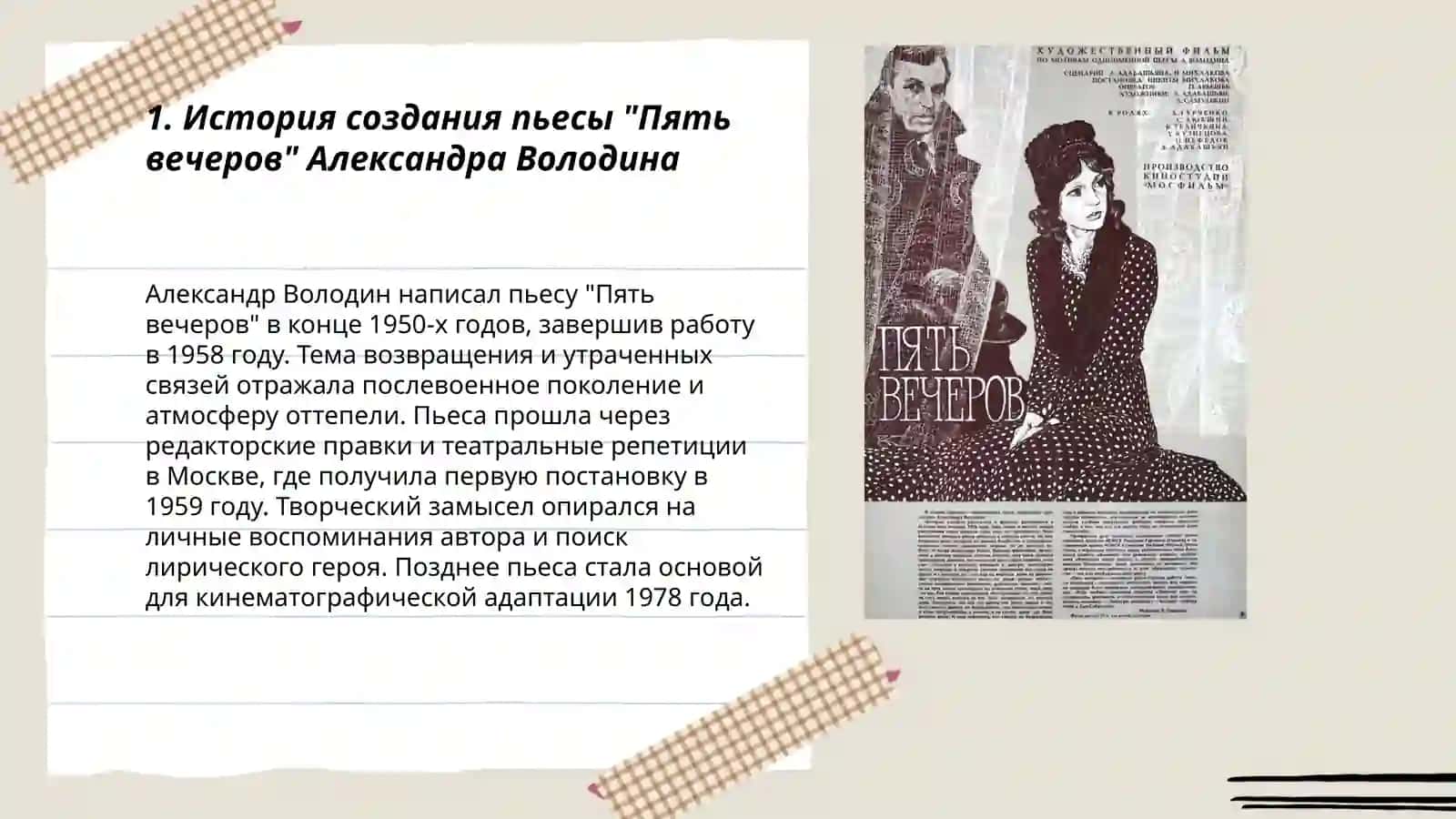 Пять вечеров Александр Володин 3