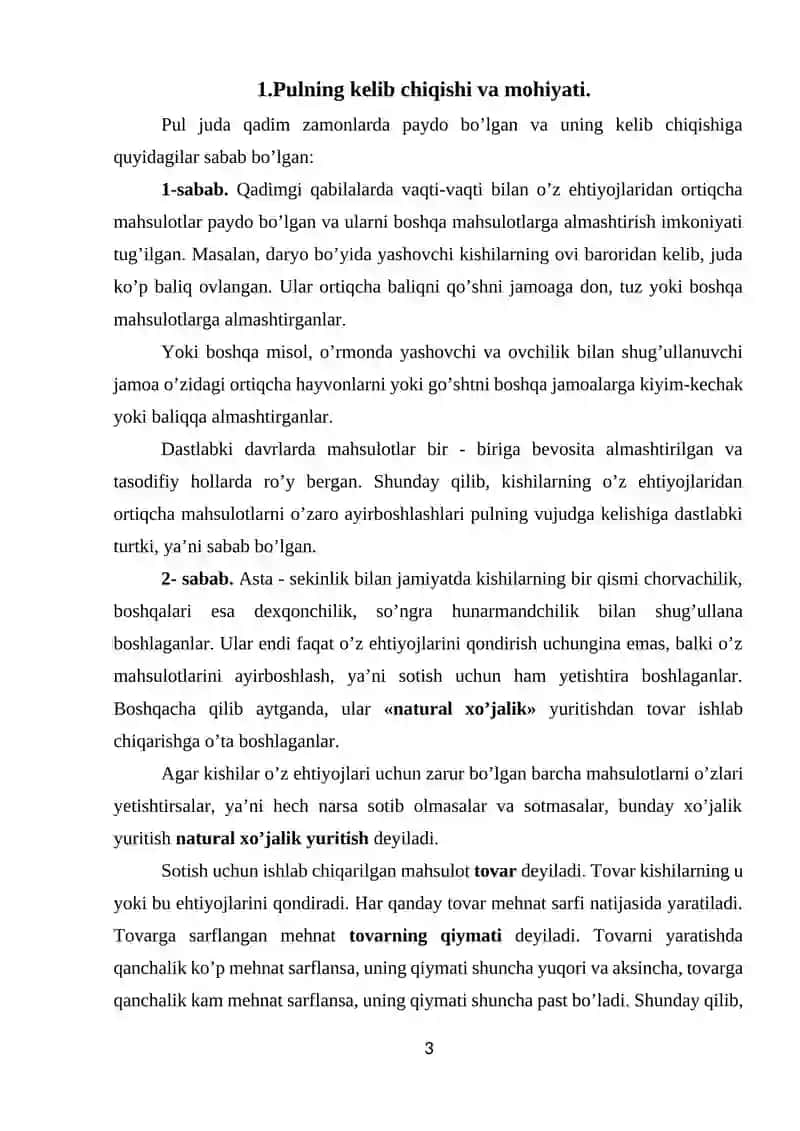 Pul tizimi evalyutsiyasi va uning turlari 3