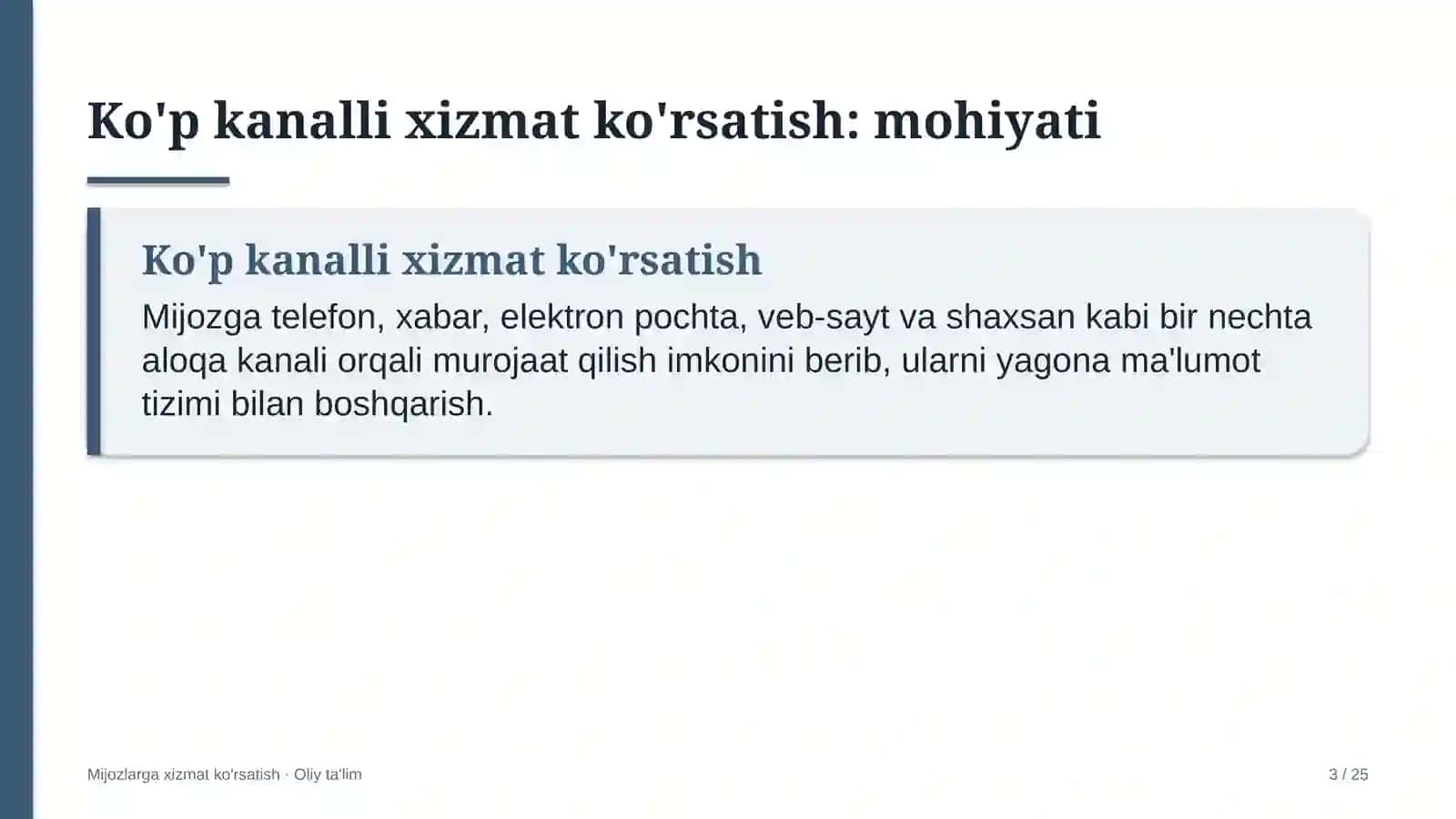 dilerlik tarmoqlarida ko'p kanalli xizmat ko'rsatishni yo'lga qo'yish 7194 3