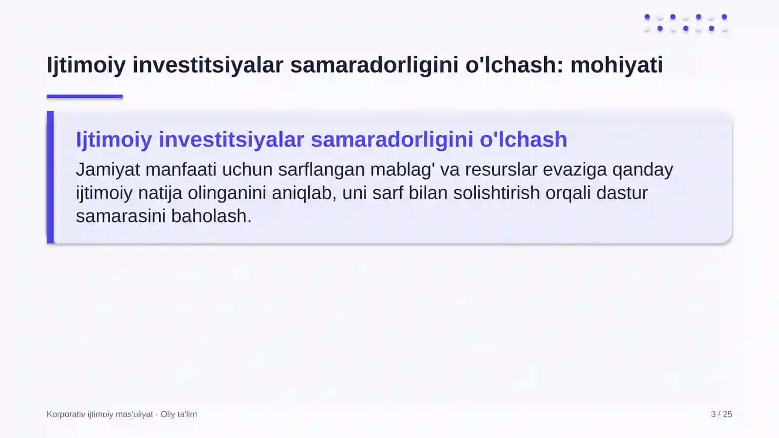 Korporativ Ijtimoiy Mas'uliyat · Oliy Ta'limg 3