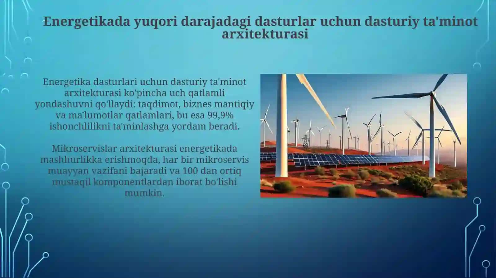 Energetikada yuqori darajadagi dasturlar uchun dasturiy ta'minot arxitekturasi 3