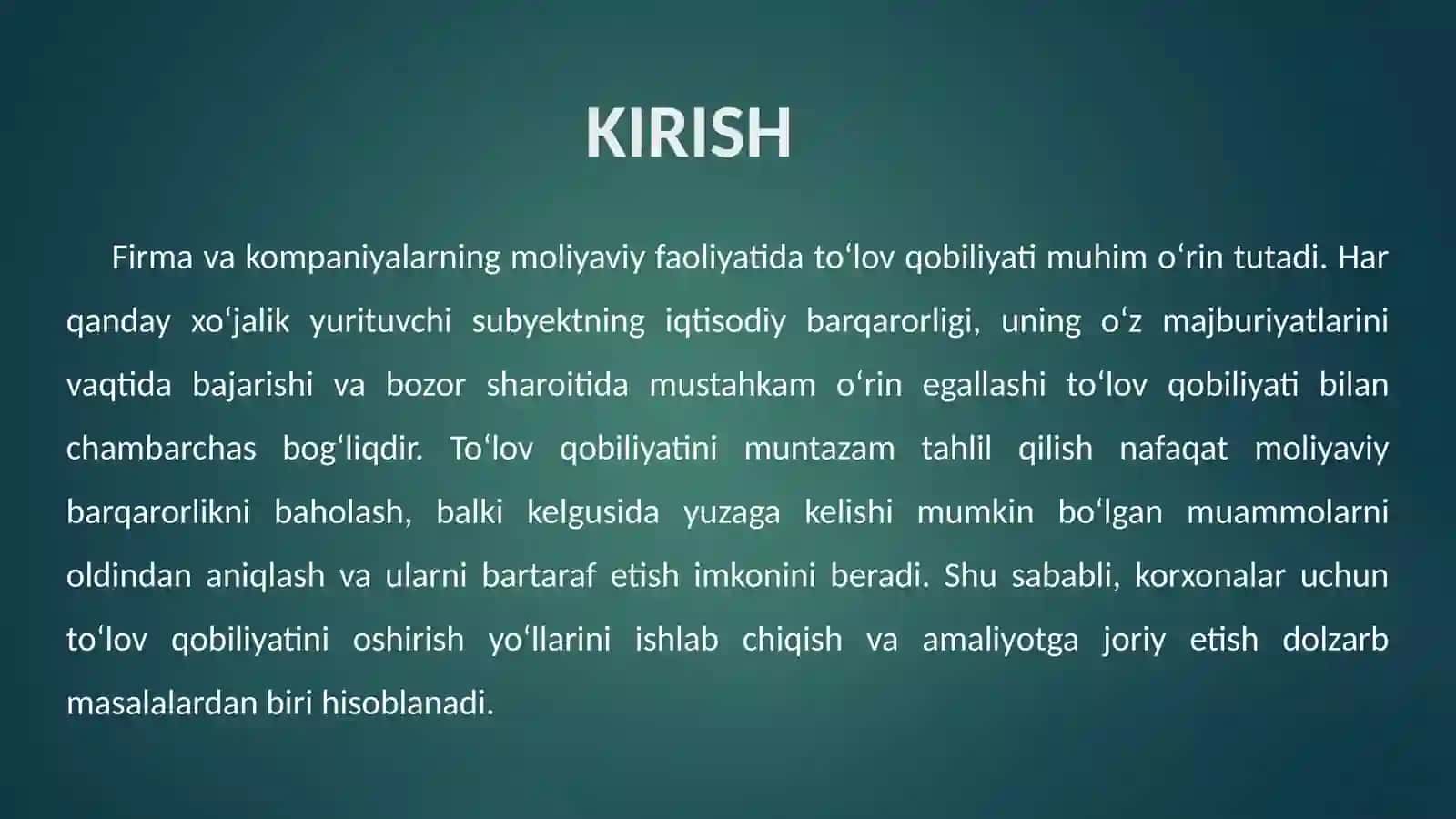 Firma va kompaniyalarning to’lov qobiliyatining tahlili 3