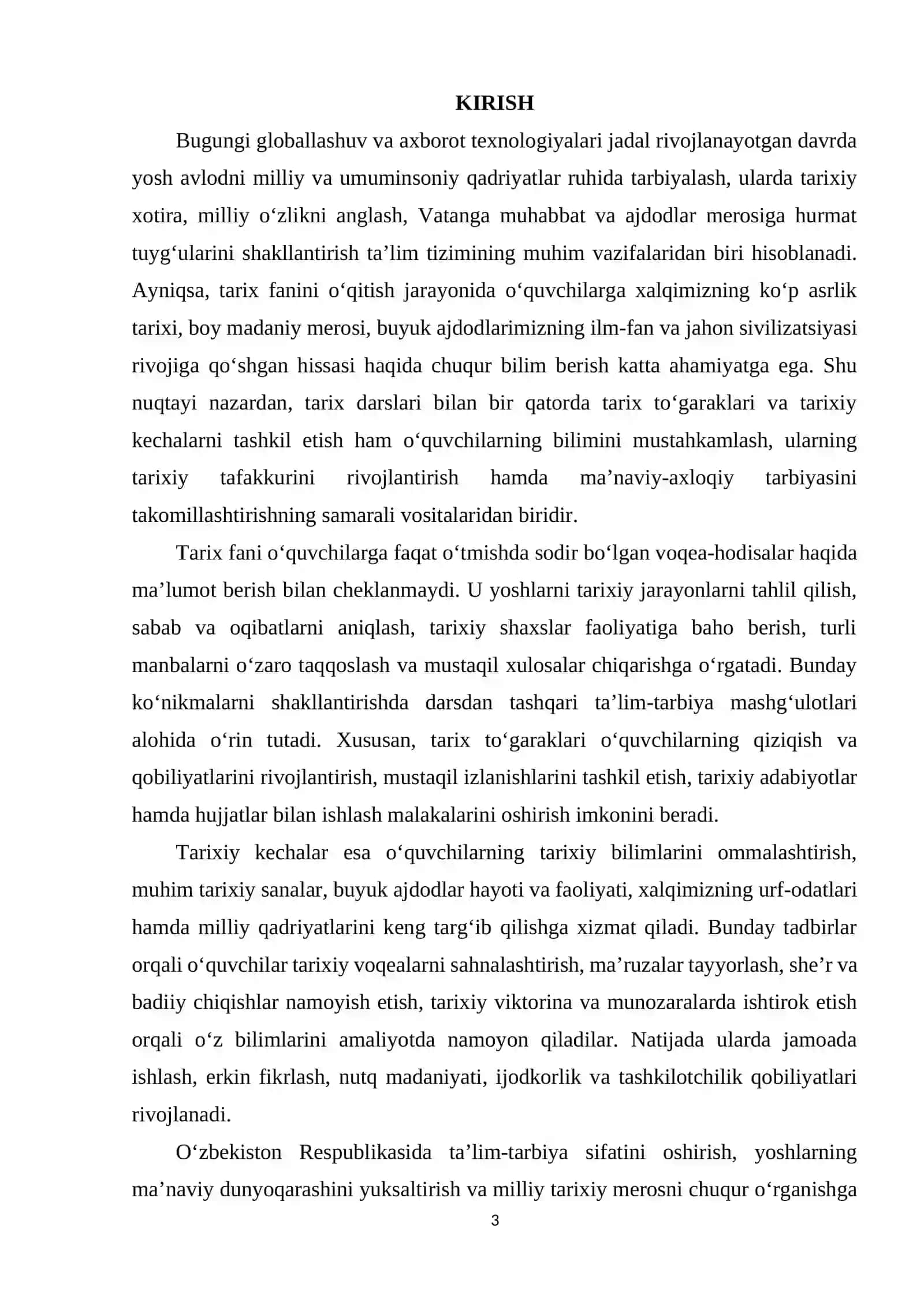TARIX TO‘GARAKLARINI VA TARIXIY KECHALAR TASHKIL QILISH 3