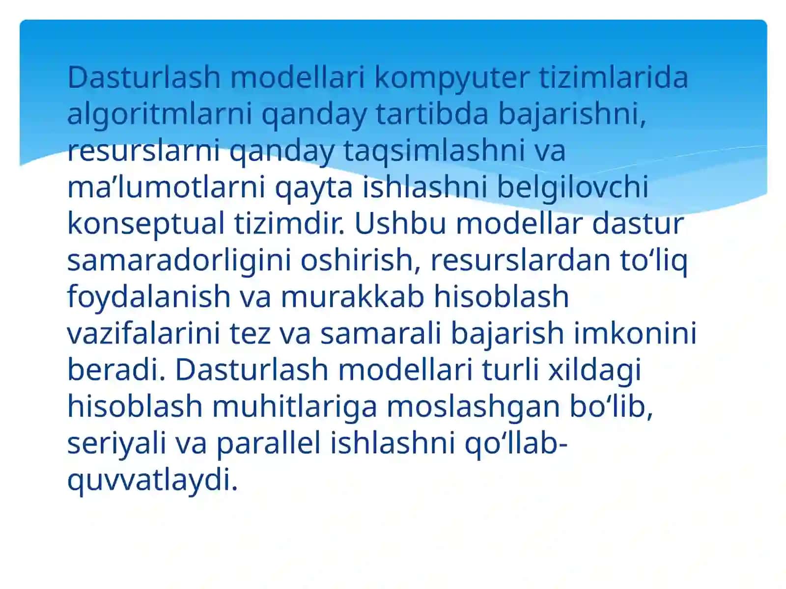 Parallel ishlash modellari va amdal qonuni 3