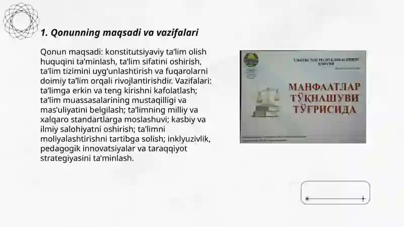 Oʻzbekiston respublikasi "Taʼlim toʻgʻrisida"gi qonunining mohiyati 3