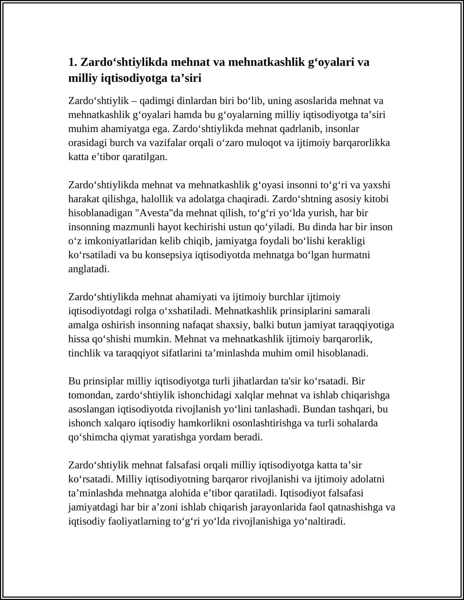 Zardo‘stiylikdagi iqtisodiy g‘oyalarning milliy iqtisodiyotga ahamiyati 3