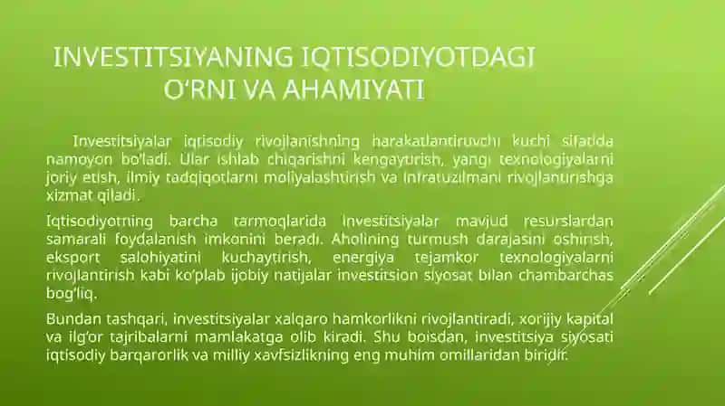 Bozor iqtisodiyoti sharoitlarida investitsiya siyosatining mohiyati va xususiyatlari. 3