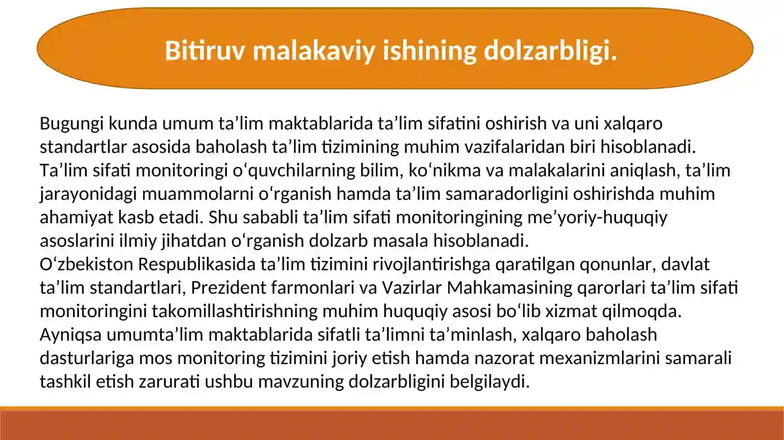 Umum ta'lim maktablari ta'lim sifati monitoringining me'yoriy huquqiy asoslari 3