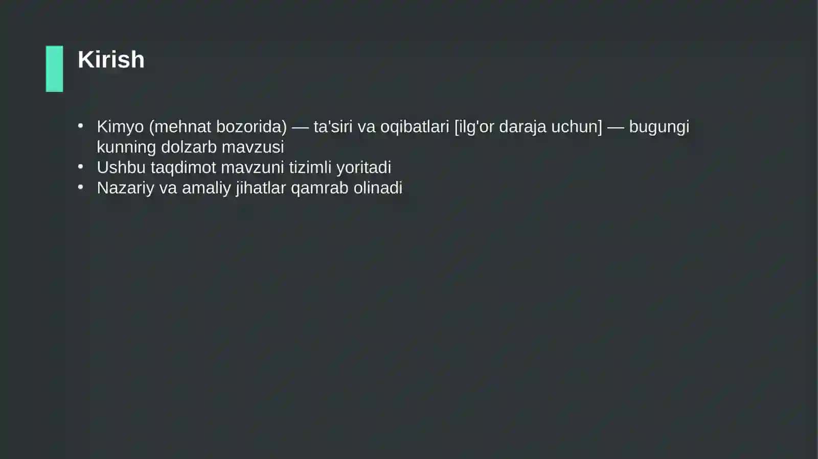 Kimyo (mehnat bozorida) — ta'siri va oqibatlari [ilg'or daraja uchun] 3