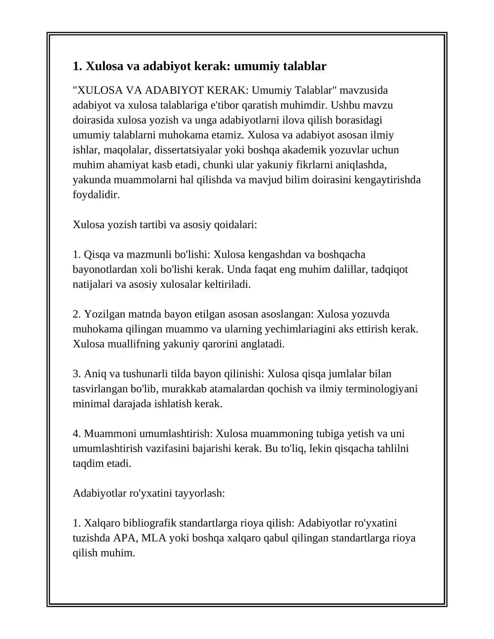 XULOSA VA ADABIYOT KERAK 3