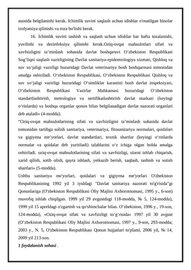 Oziq-ovqat savdo ob'ektlariga qo‘yilgan gigiyenik talablar 3