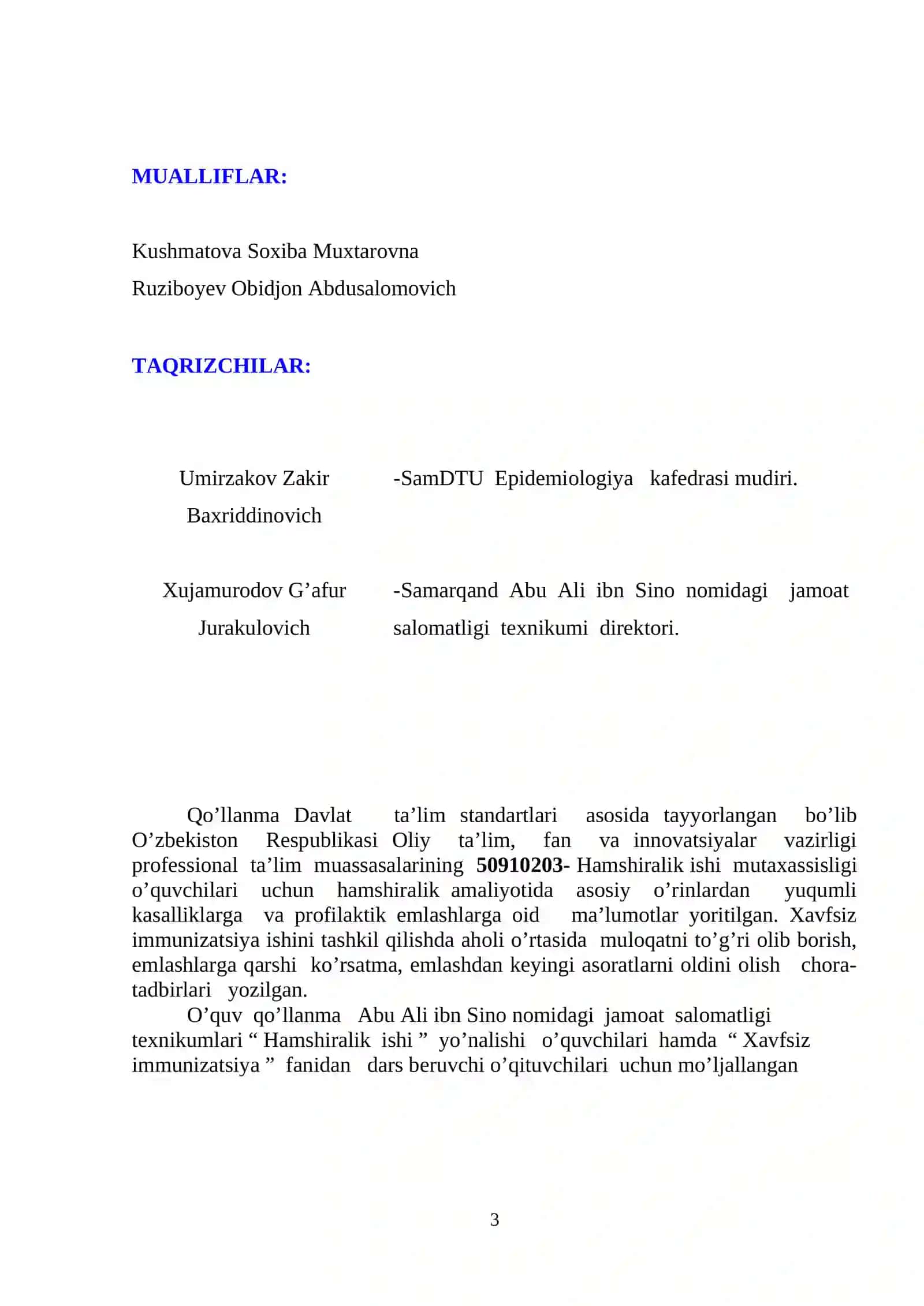 XAVFSIZ IMMUNIZATSIYA 3
