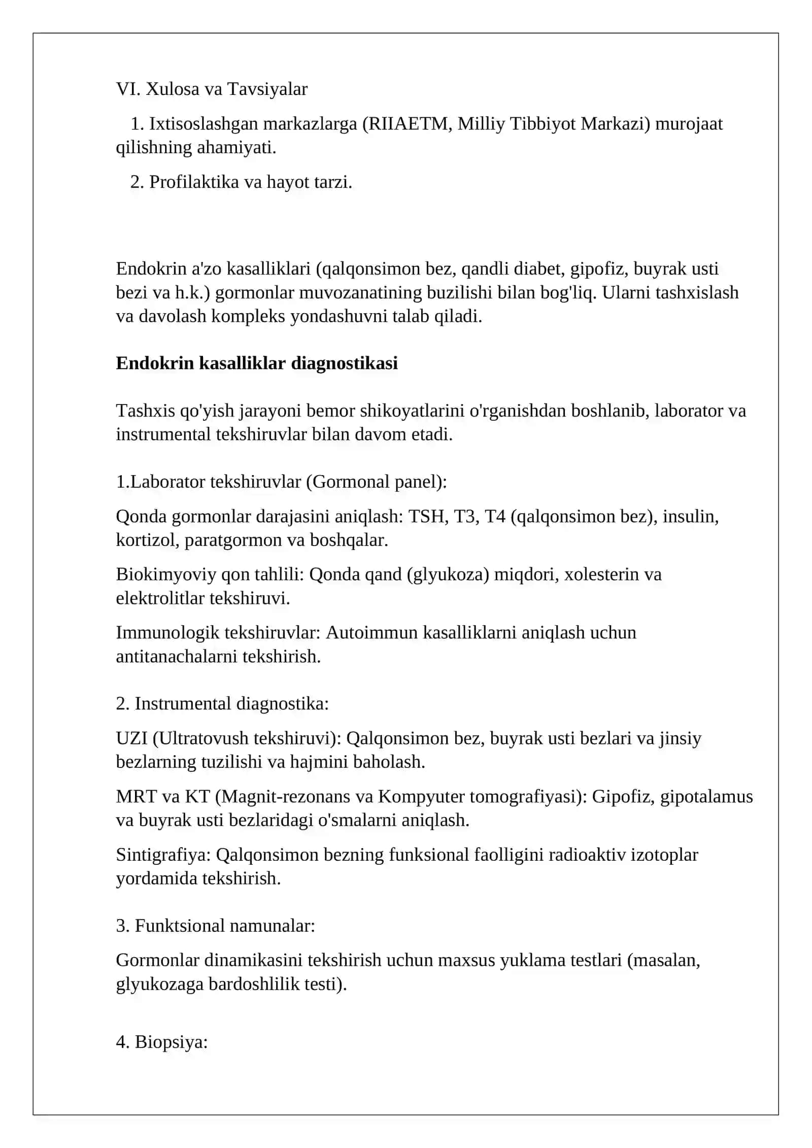 Endokrin a’zo kasalliklarini o'rganishda qo'llaniladigan davolash va diagnostikaning zamonaviy usullari 3