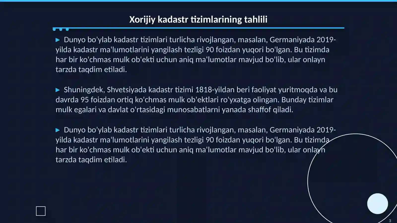 Xorijiy kadastr tizimni takomilashtirish boʻycha tahlil 3