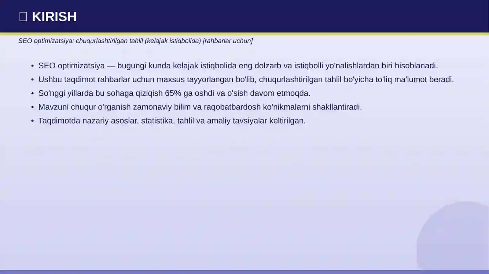 SEO optimizatsiya: chuqurlashtirilgan tahlil (kelajak istiqbolida) [rahbarlar uchun] 3