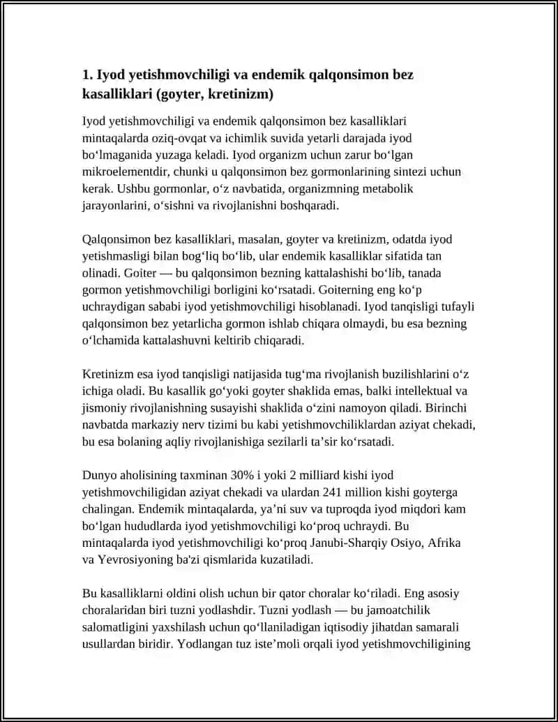 BIOGEN ELEMENTLAR KONSENTRATSIYASI OʻZGARISHI BILAN BOGʻLIQ BOʻLGAN ENDEMIK VA KASB KASALLIKLARI 3