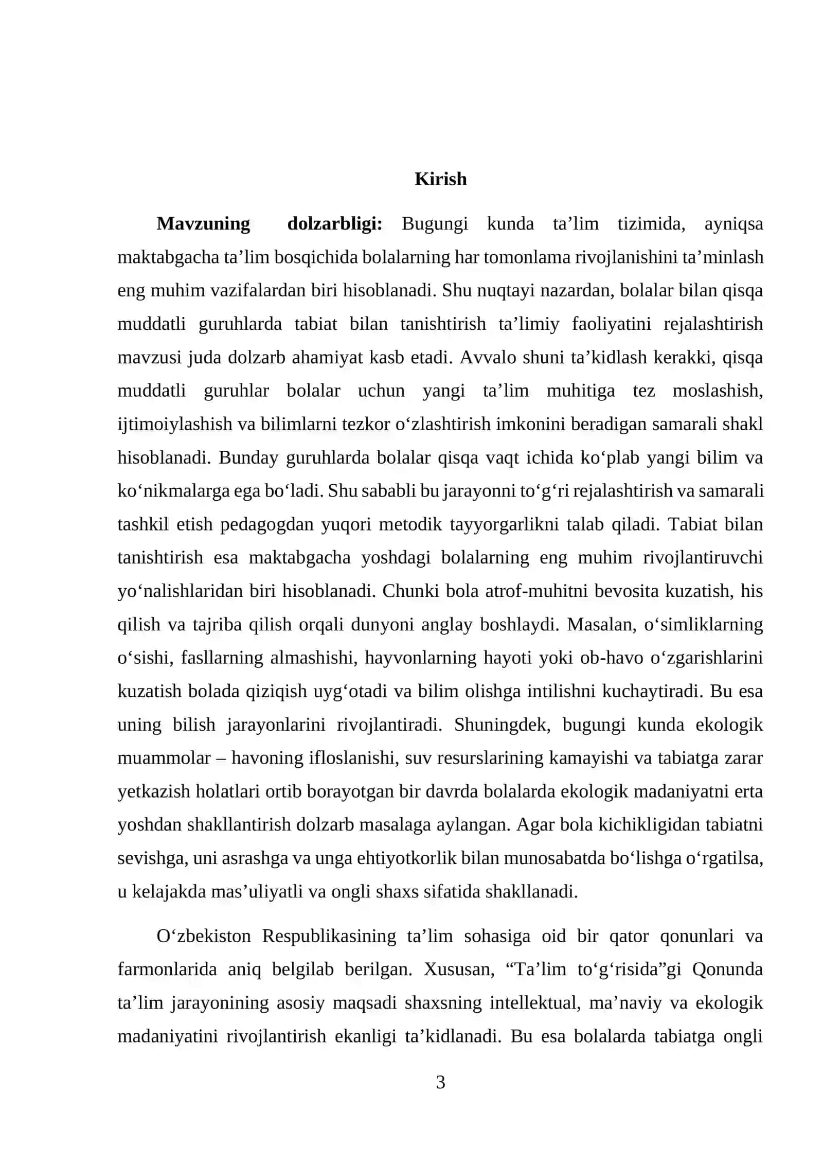 Bolalar bilan qisqa muddatli guruhlarda tabiat bilan tanishtirish ta’limiy faoliyatini rejalashtirish 3