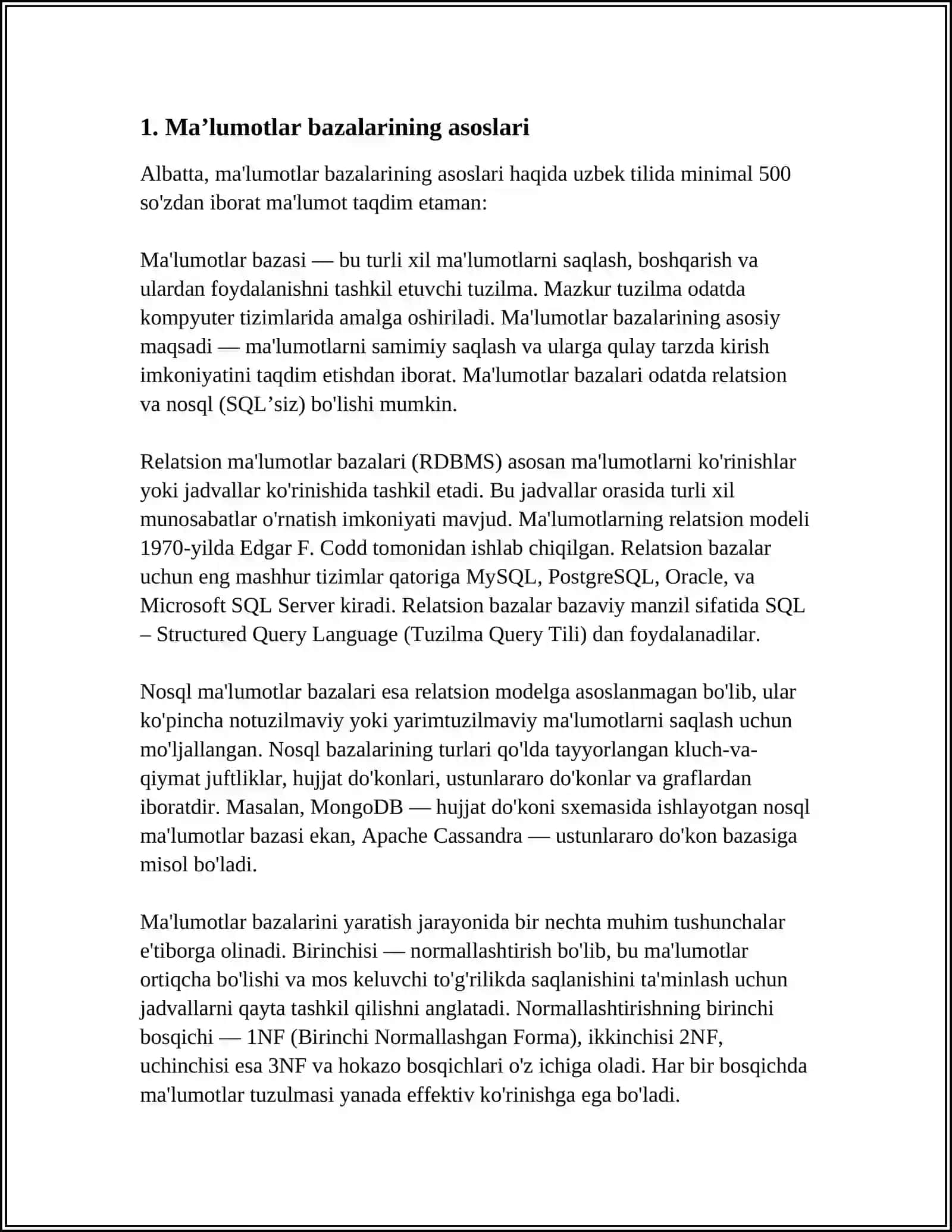 MAʼLUMOTLAR BAZALARI VA KATTA HAJMDAGI MAʼLUMOTLAR BILAN ISHLASH TEXNOLOGIYALARI 3