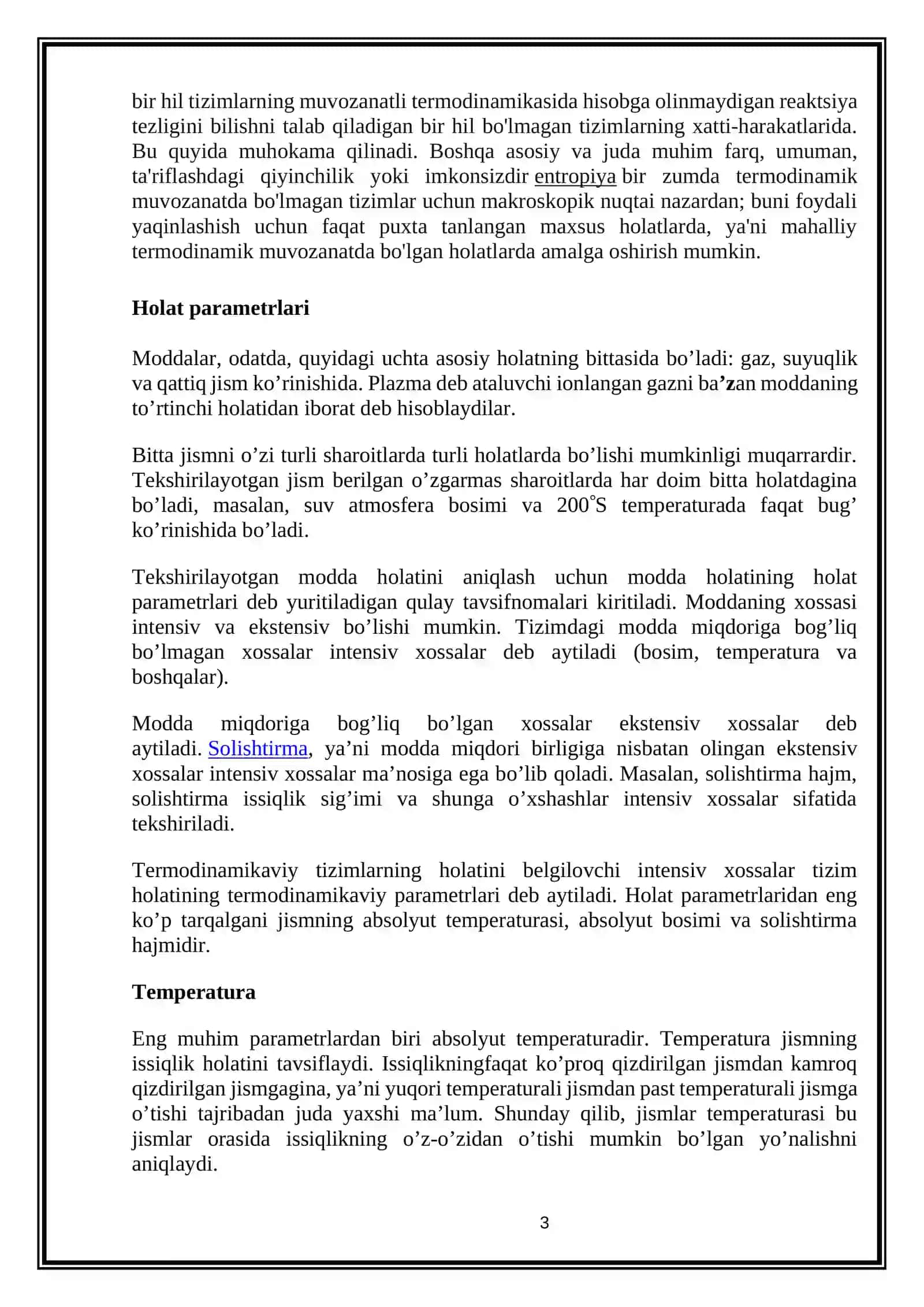 Termodinamik muvozanatda bo’lmagan tizimlarda ko’chish hodisalari 3
