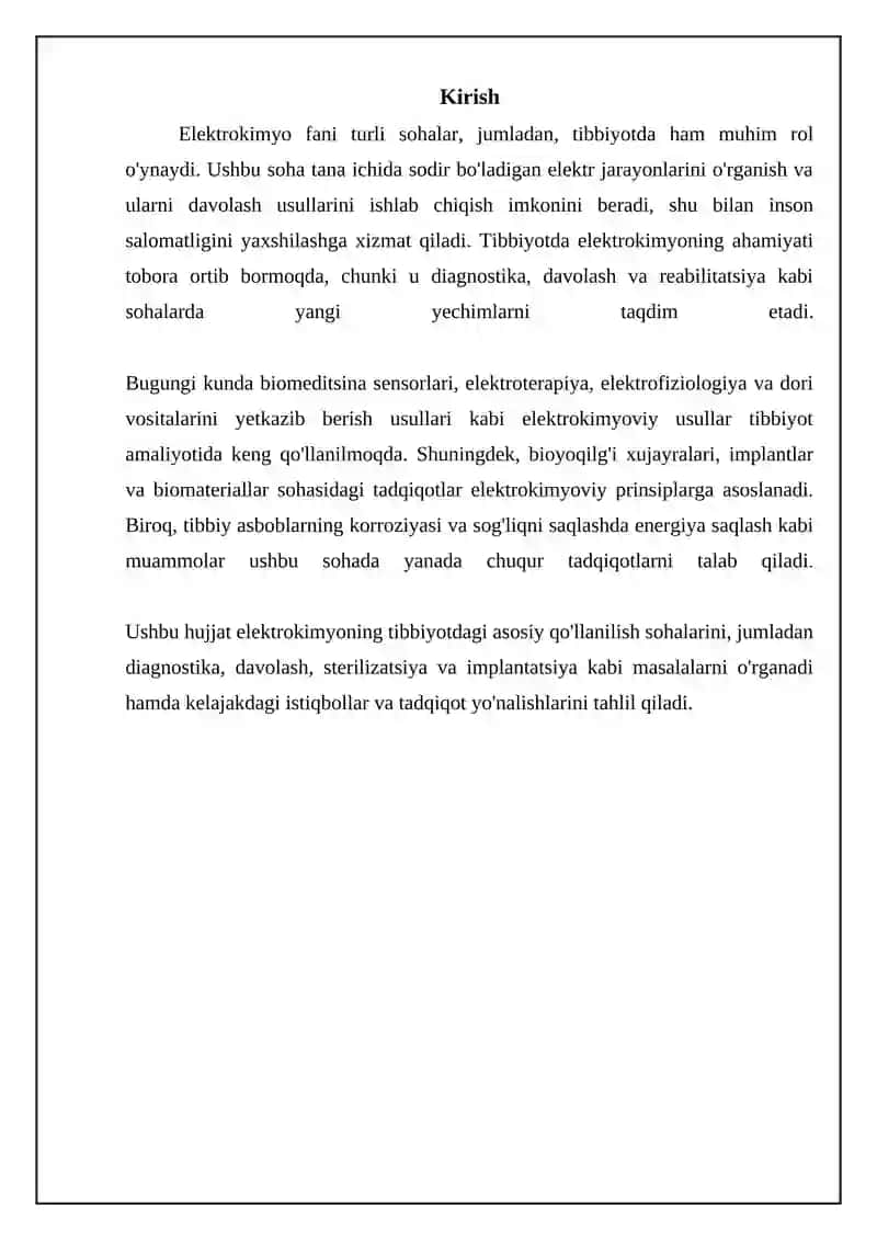Elektrokimyoning Tibbiyotdagi Asosiy Qo'llanilishi 3