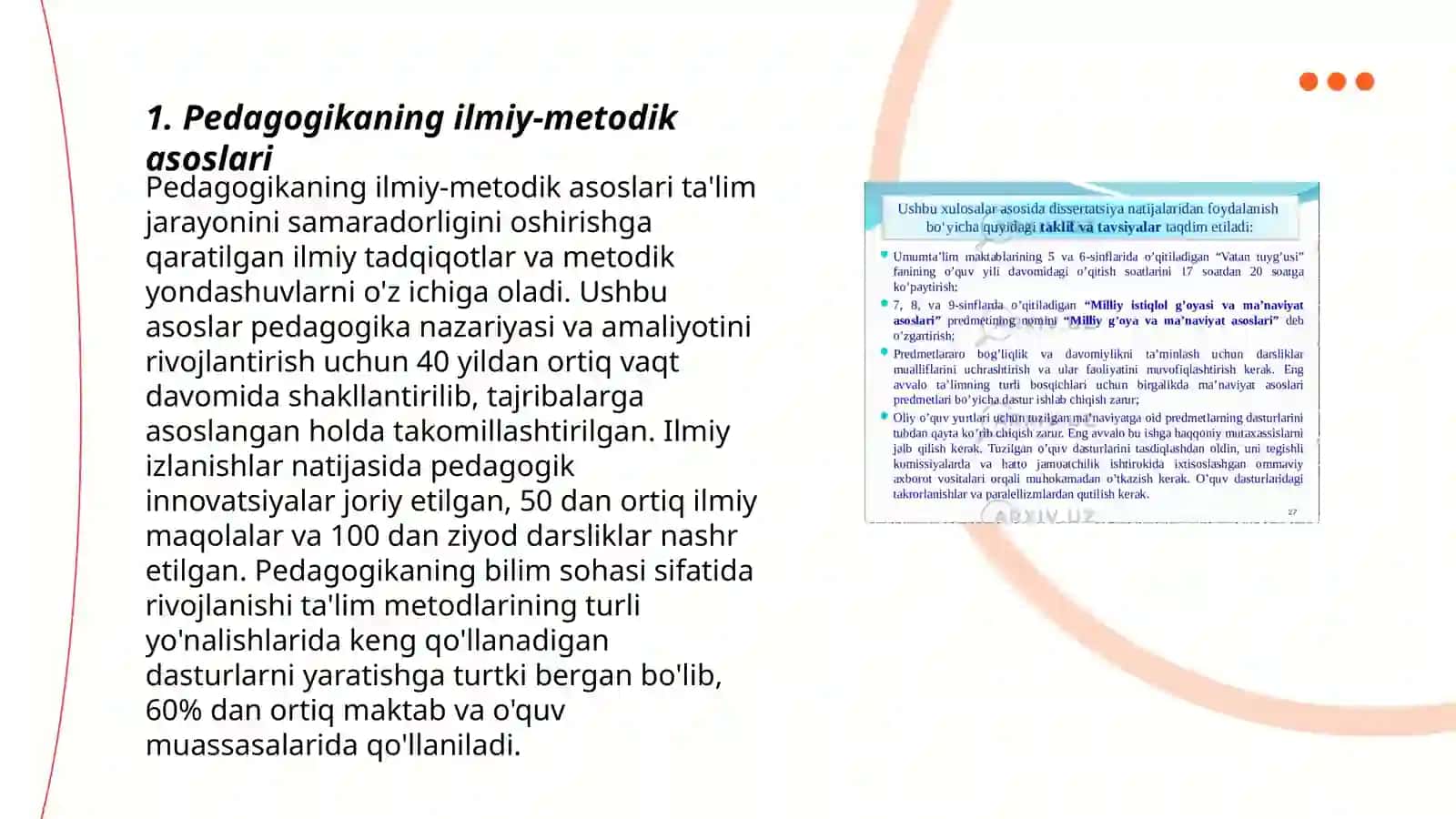 Pedagogikaning metodologik asoslari. Pedagogik tadqiqot metodlarining o’ziga xosligi 3