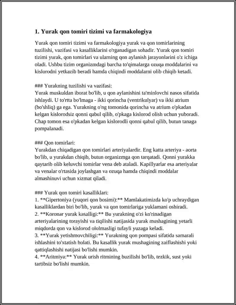 Yurak qon tomiri tizimi va farmakologiya 3
