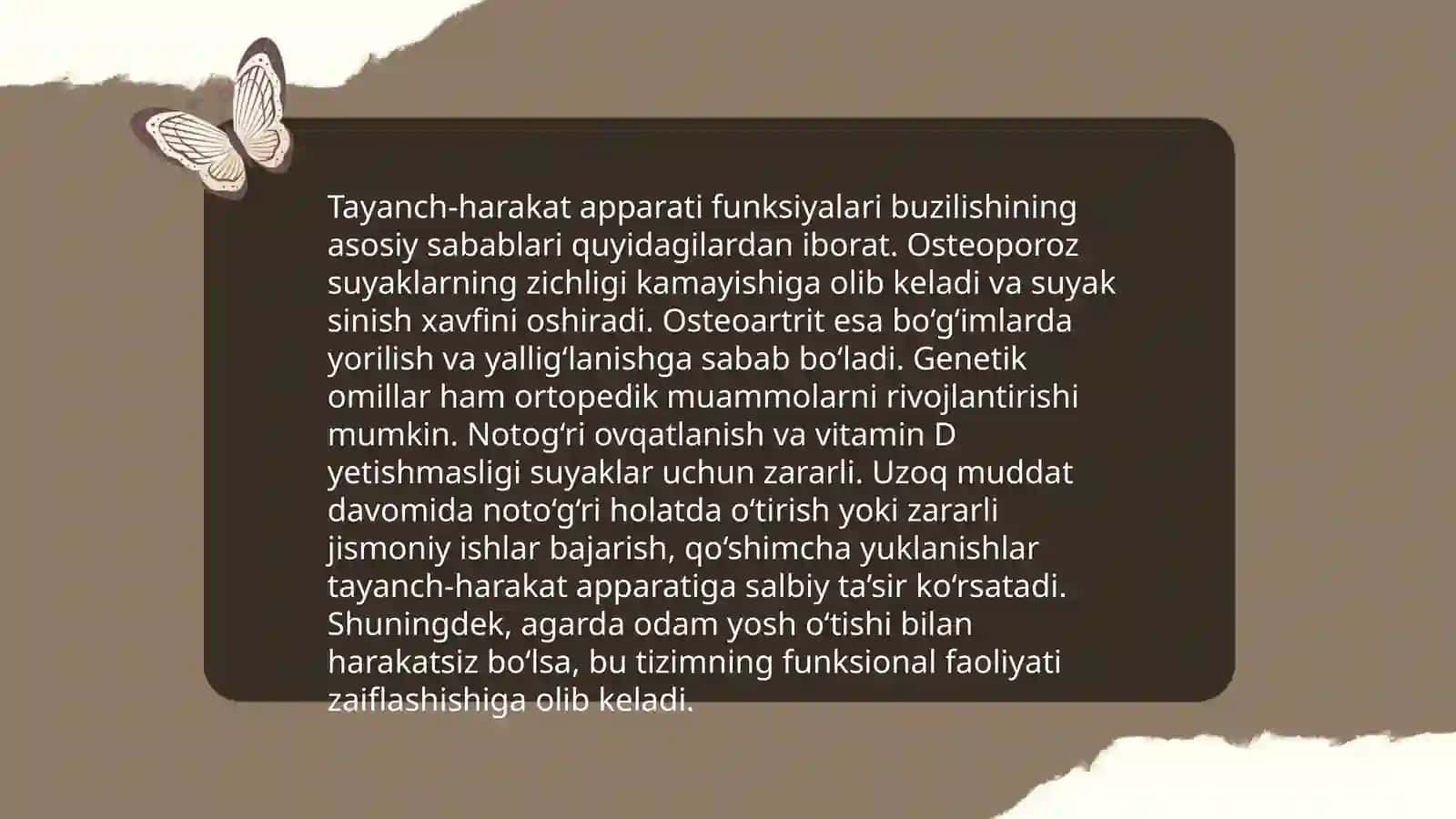 Tayanch harakat apparati funksiyalari buzilishining sabablari 3