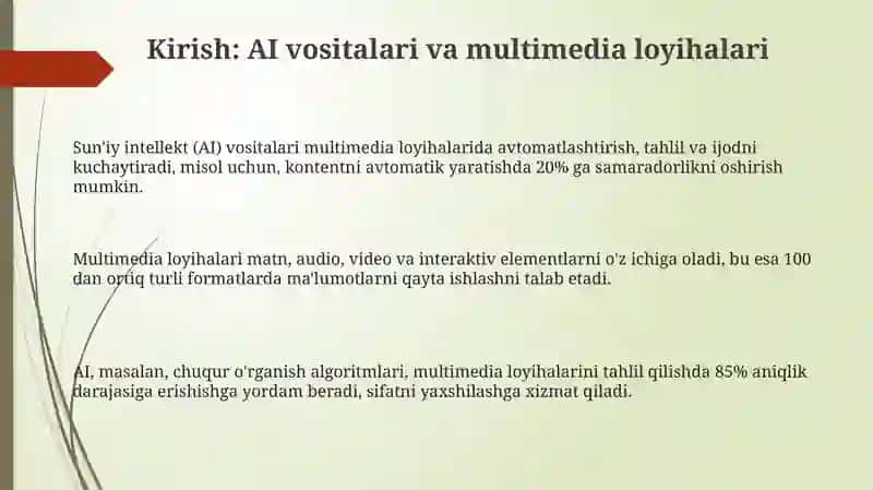 AI vositalariyordamidamultimedialoyihalarinitahlilqilishvataqqoslash 3
