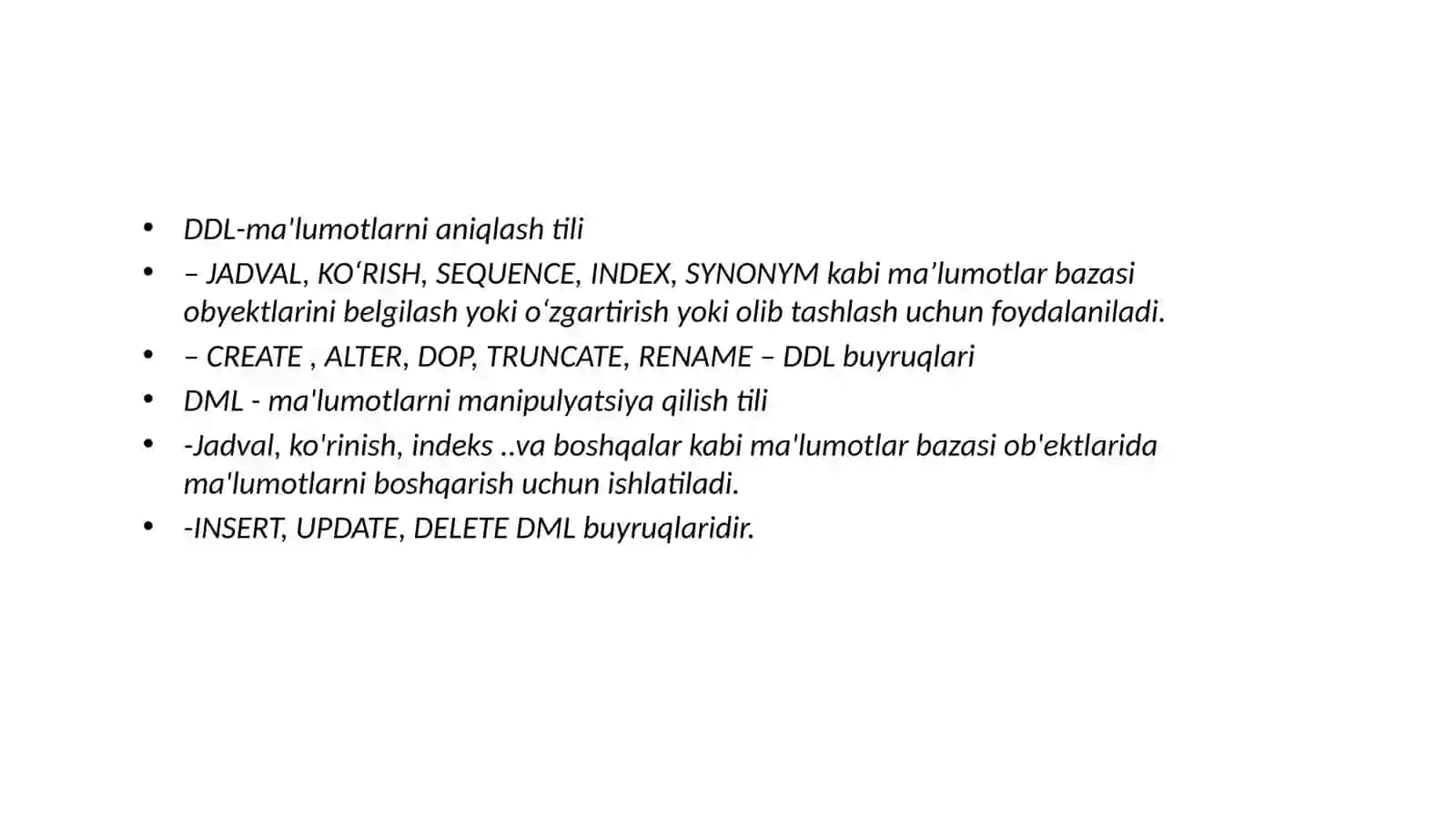 SQLtili.SQLoperatorlarniyozish 3