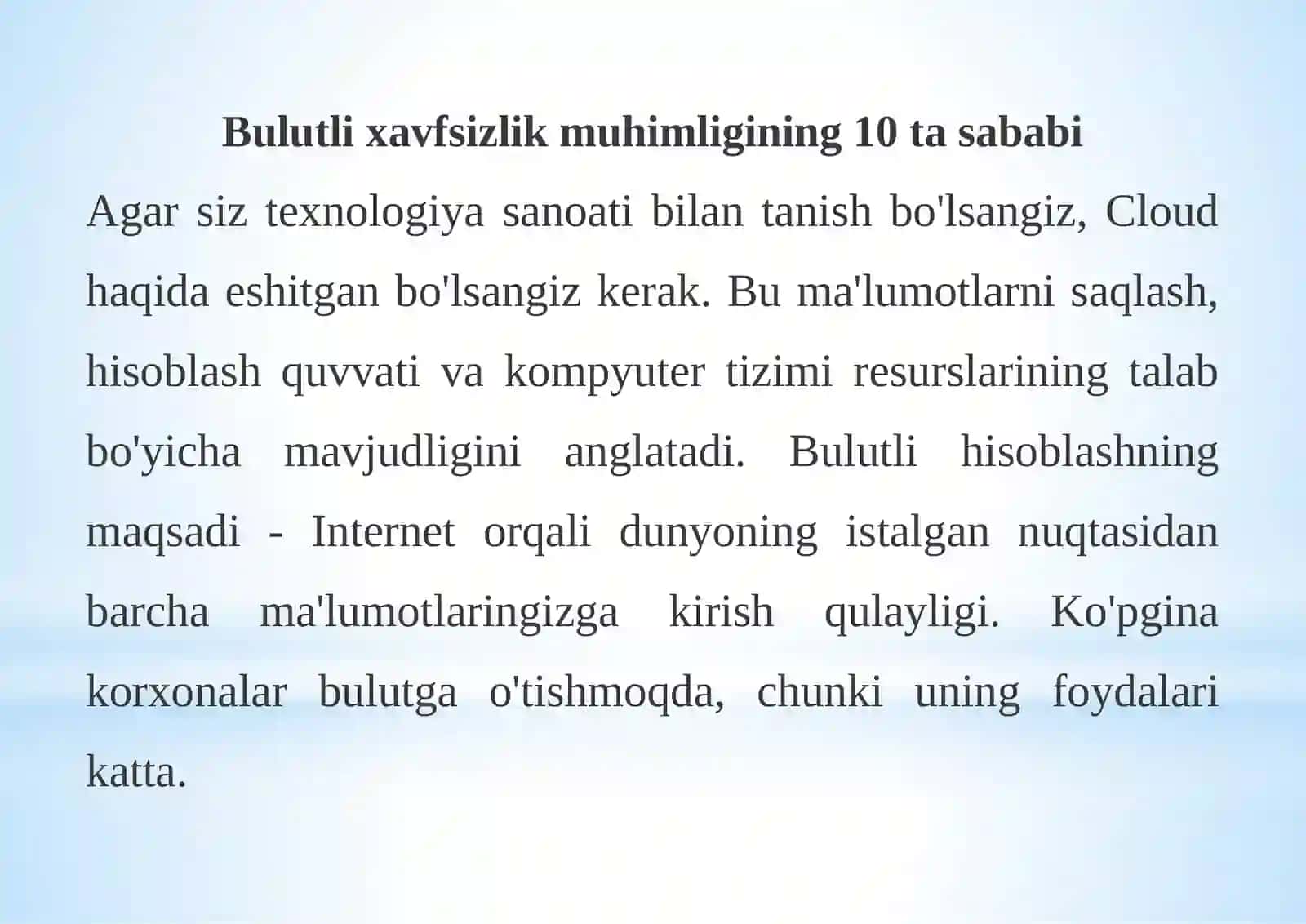 CLOUDDA XAVFSIZLIKNING AHAMIYATI 3
