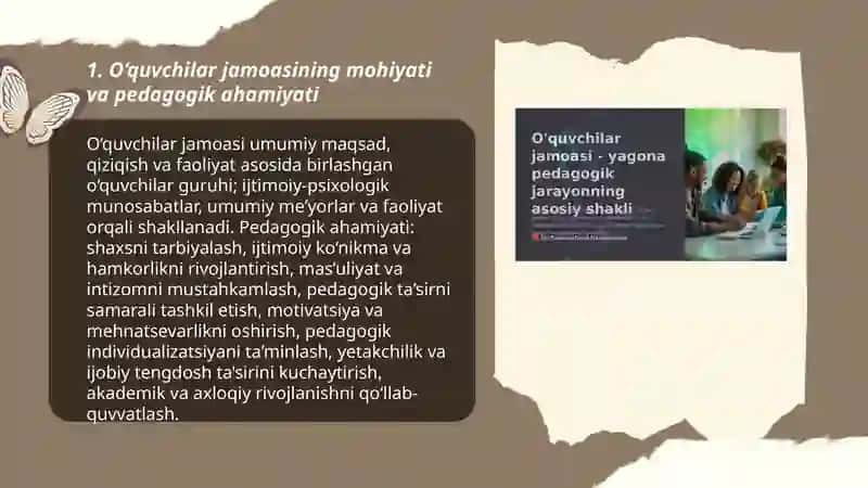 O‘quvchilar jamoasi - yaxlit pedagogik jarayonning asosiy shakli 3
