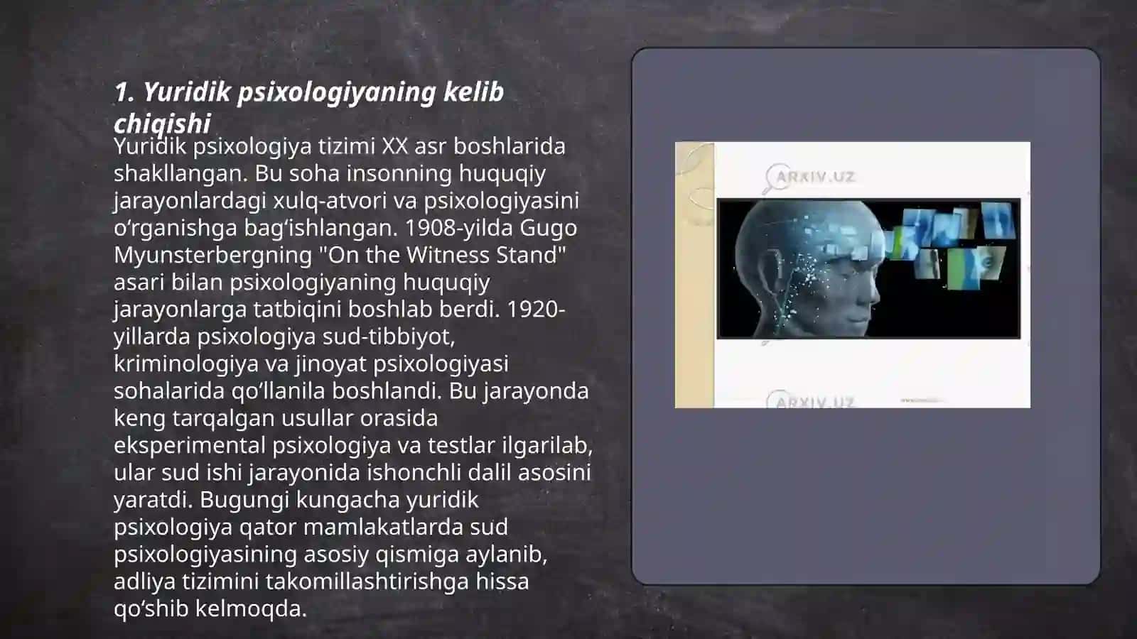 Yuridik psixologiyaning shakllanish tarixi 3