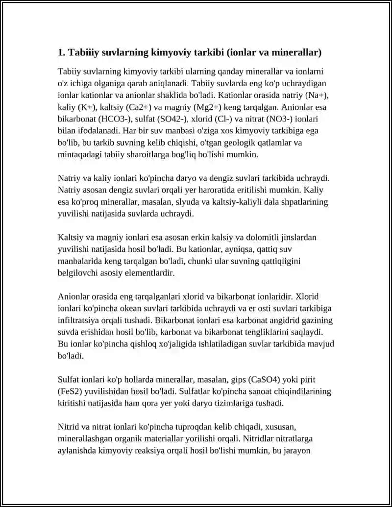 TABIIY SUVLARNI TARKIBI VA IFLOSLANISH JARAYONLARI 3