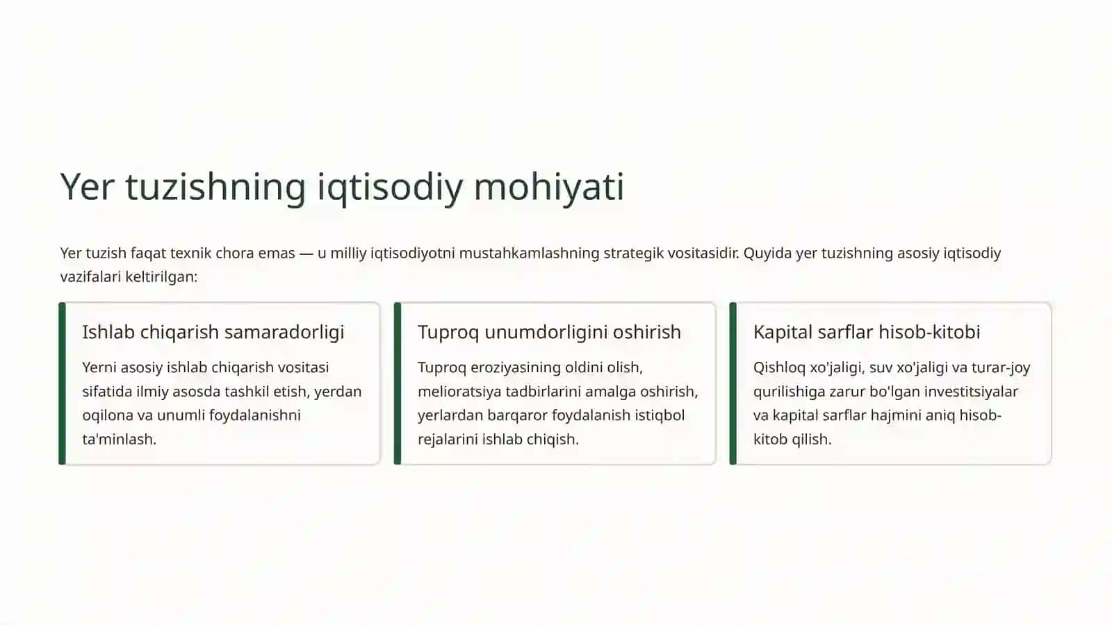 Mamlakat iqtisodiyotida yer tuzishning o'rnivaahamiyati 3