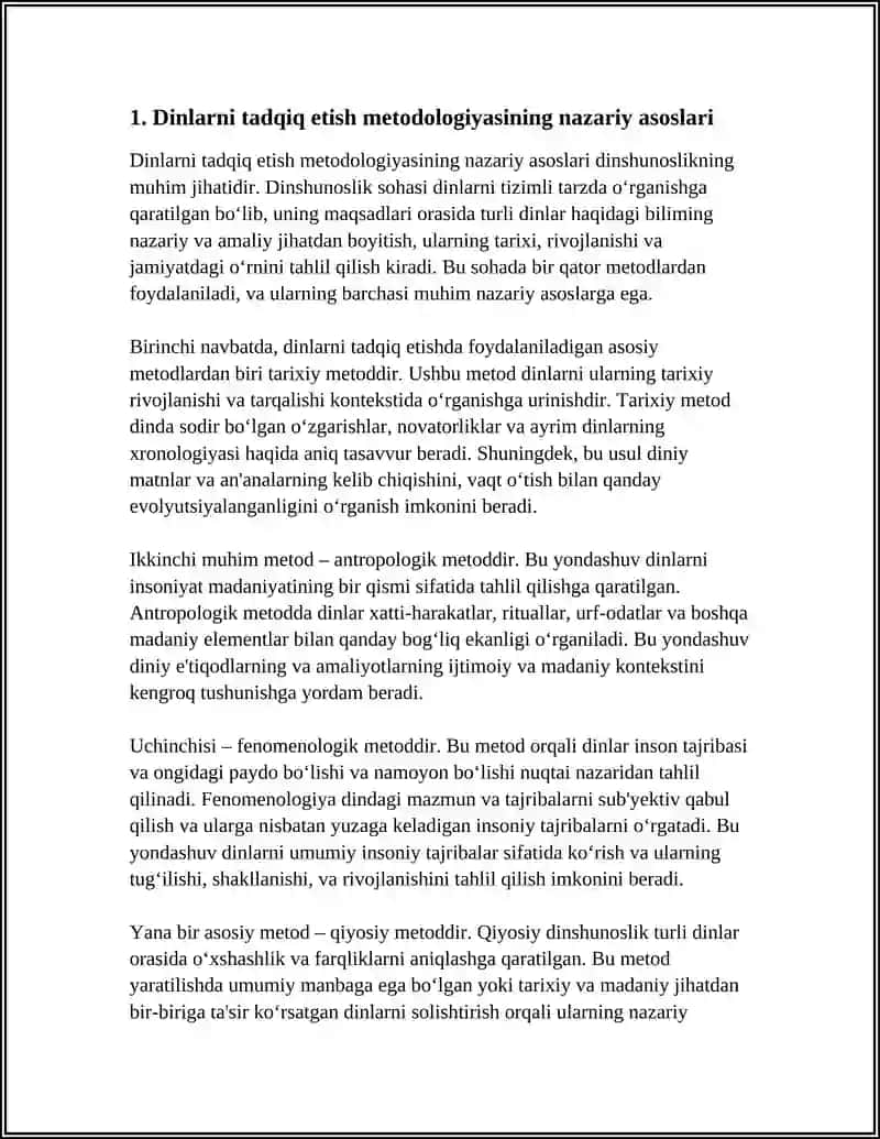 DINLARNI TADQIQ ETISH METODOLOGIYASI. QIYOSIY DINSHUNOSLIKNING METODLARI 3