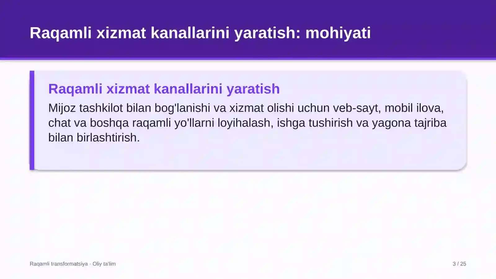 Arxitektura byurolarida mijozlar uchun raqamli xizmat kanallarini yaratish 3