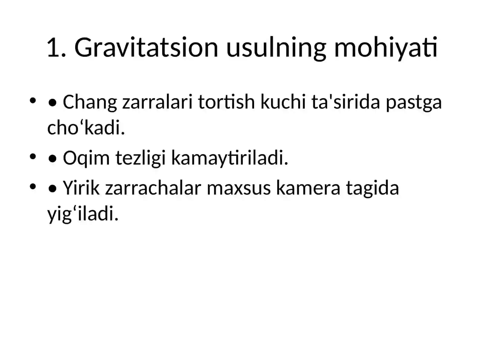 Gravitatsion usul bilan havoni tozalash 3