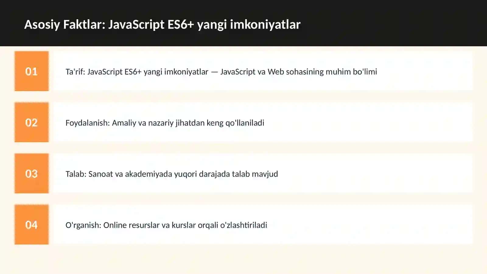 JavaScript ES6+ yangi imkoniyatlar 3