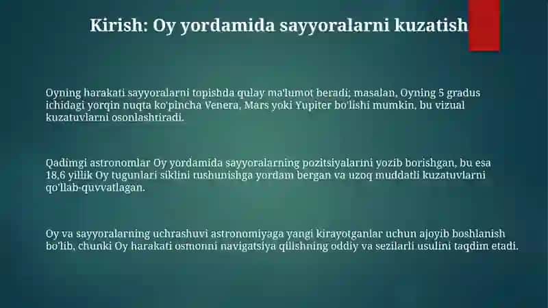 Oy yordamida sayyoralarni topish va kuzatish 3