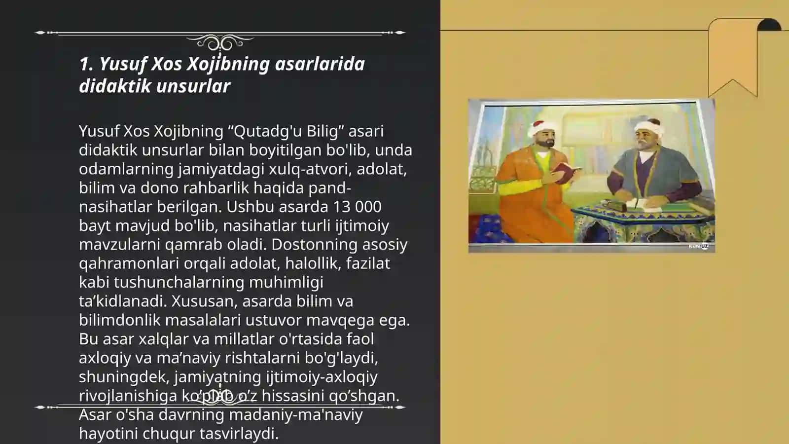 Yusuf Xos Xojibning "Qutadg'u Bilig" asari 3