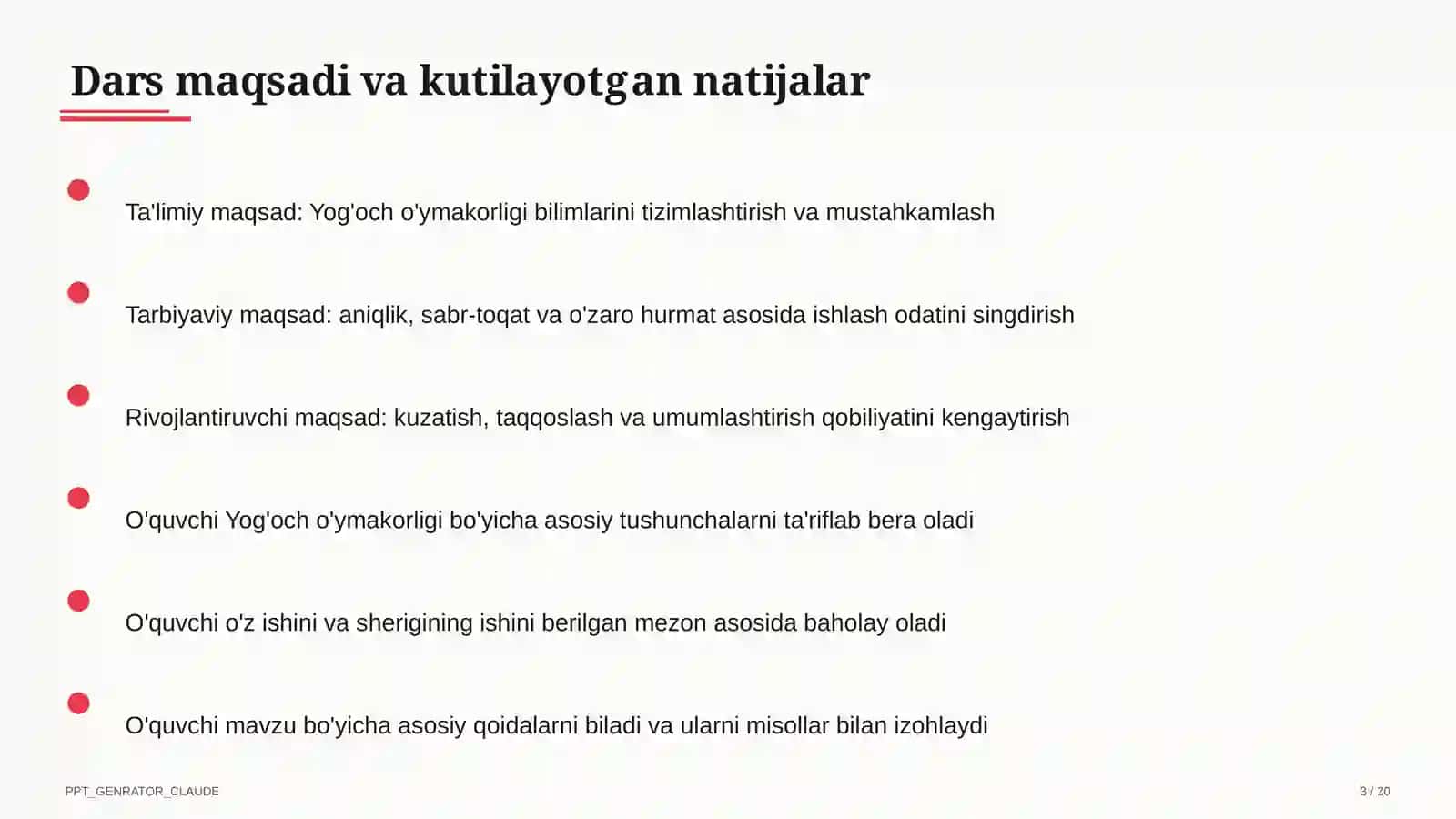 Yog'och o'ymakorligi (7-sinf) 3