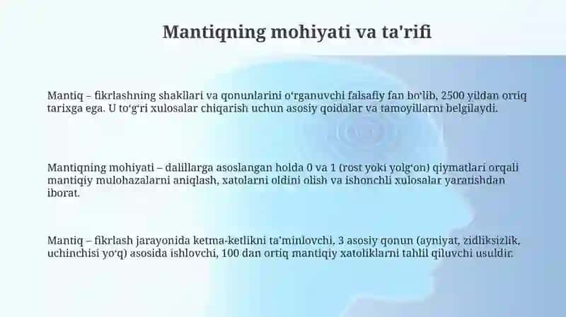 Mantiq tushunchasi va tibbiyot sohasidagi ahamiyati 3