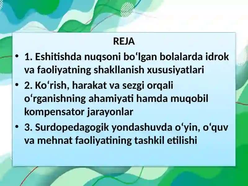 ESHITISHDA NUQSONI BO’LGAN BOLALAR FAOLIYAT JARAYONINING O’ZIGA XOSLIGI 3