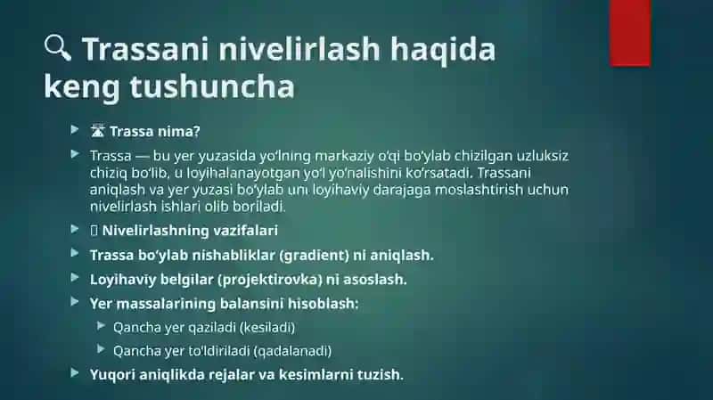 Trassani nivelirlash. 3