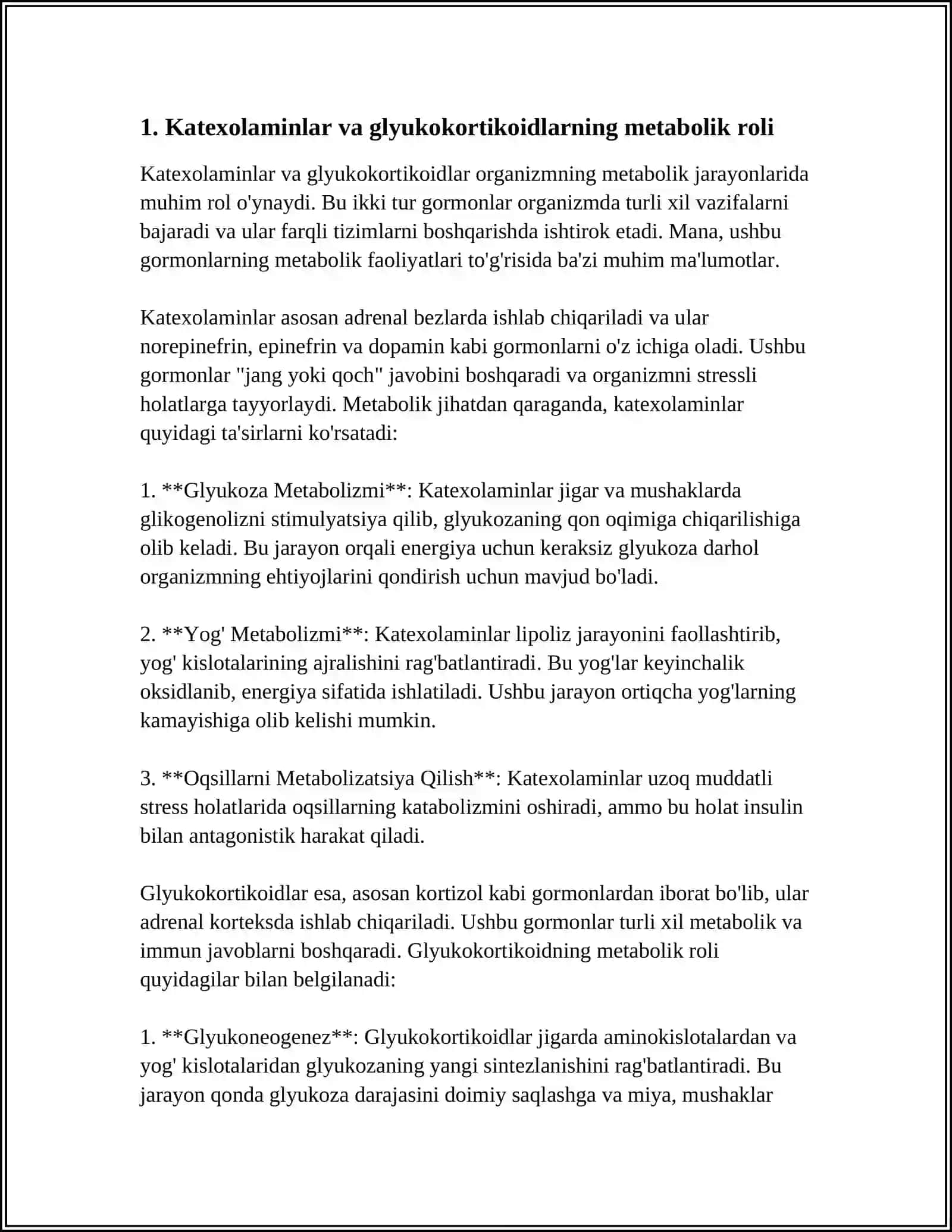 KATEXOLAMINLAR VA GLYUKOKORTIKOIDLARNING UGLEVODLAR ALMASHINUVIGA TA'SIRI 3